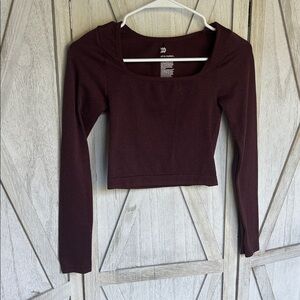 All in Motion Burgundy Long Sleeve Crop Top